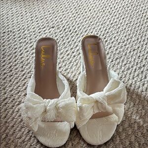 Lulu's White Ruffle Mules